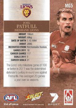 2012 Select AFL Champions - Milestone Game Foils #MG5 Joel Patfull Back